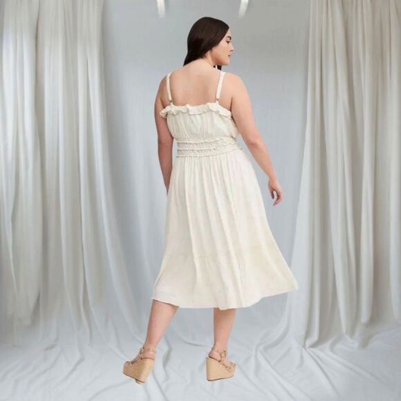 TORRID Plus Size Mini Daisy Whisper White Crinkle Gauze Shirred Bodice Dress 2X - Picture 14 of 16